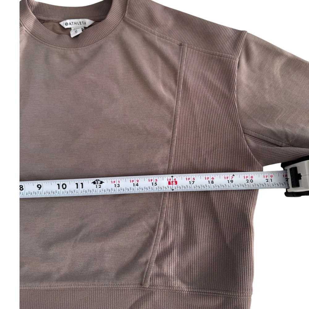 Athleta Seasoft Rib Crewneck Sweatshirt XS Taupe Modal Blend Lounge Athleisure - Picture 6 of 8